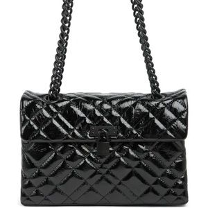 Kurt Geiger Black Brixton Drench Flap Bag in Leather | New